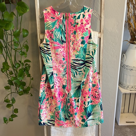 Lilly Pulitzer Neon Pink and Green Floral Shift Dress - Picture 2 of 2